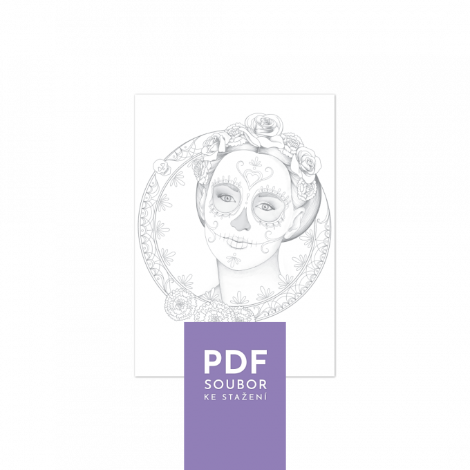 DiaDeLosMuertos - stínovaná pdf omalovánka ke stažení