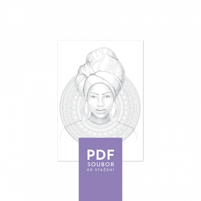 Afrika - stínovaná pdf omalovánka ke stažení