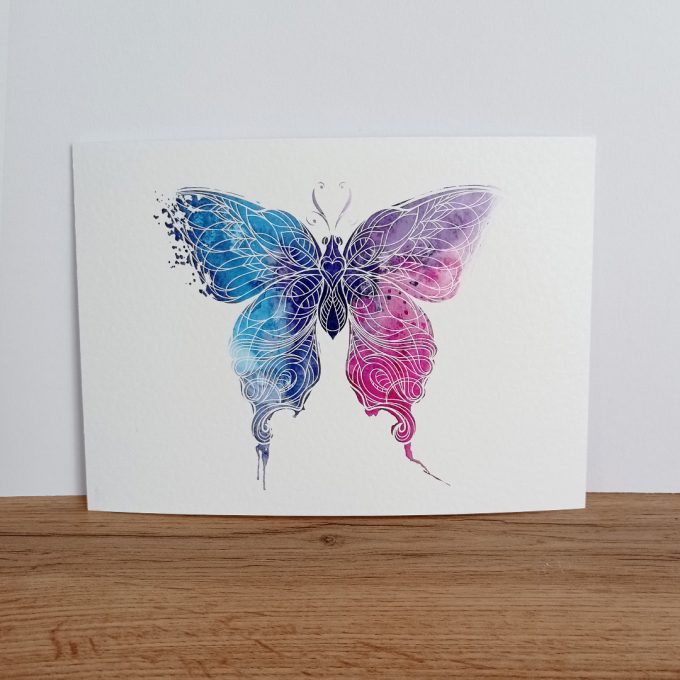 tisk motýl modrorůžový