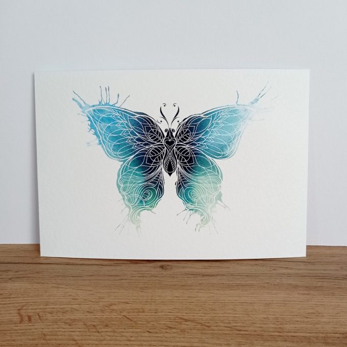 tisk motýl modrozelený