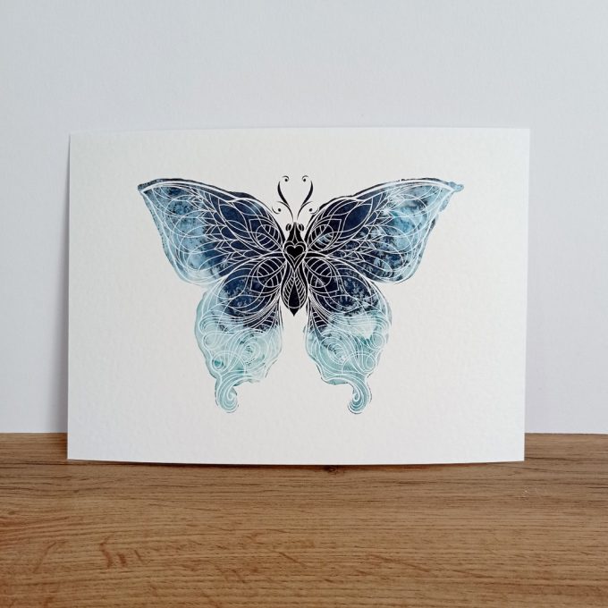 tisk motýl modrý