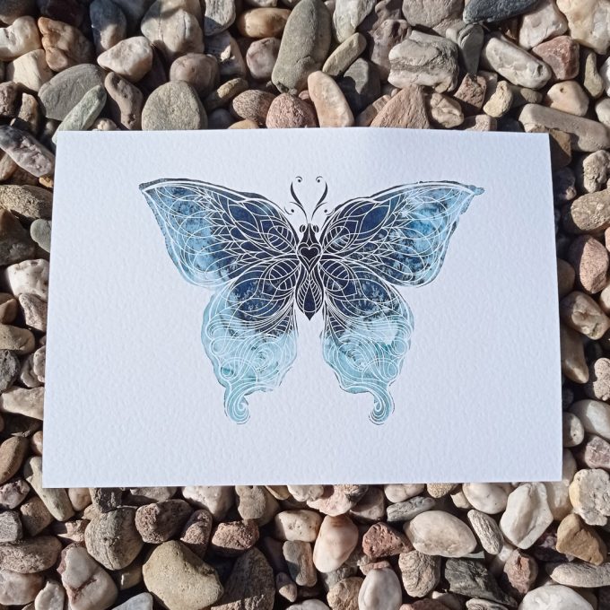 tisk motýl modrý